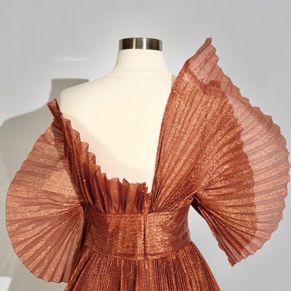 Brand New US 6 GEMY MAALOUF High-Low Pleated Evening Dress - Picture 3 of 6